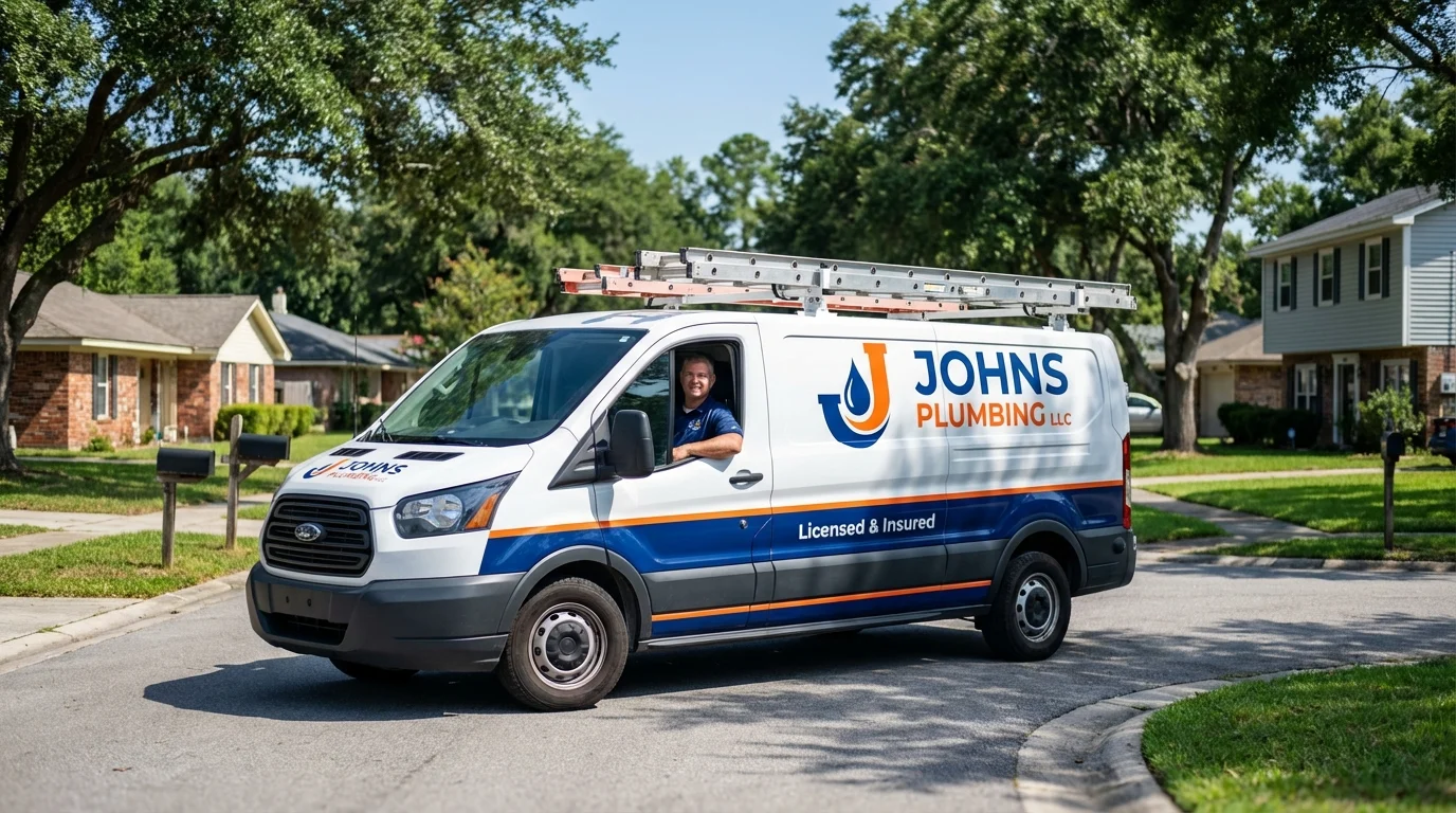 Johns Plumbing LLC service van in Stillwater, OK