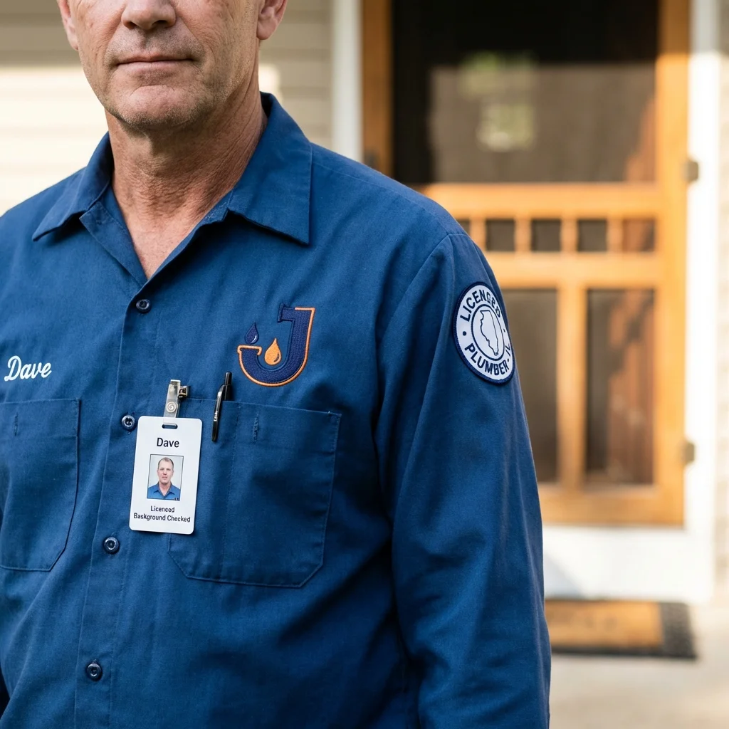 Licensed plumber showing ID badge in Stillwater, OK
