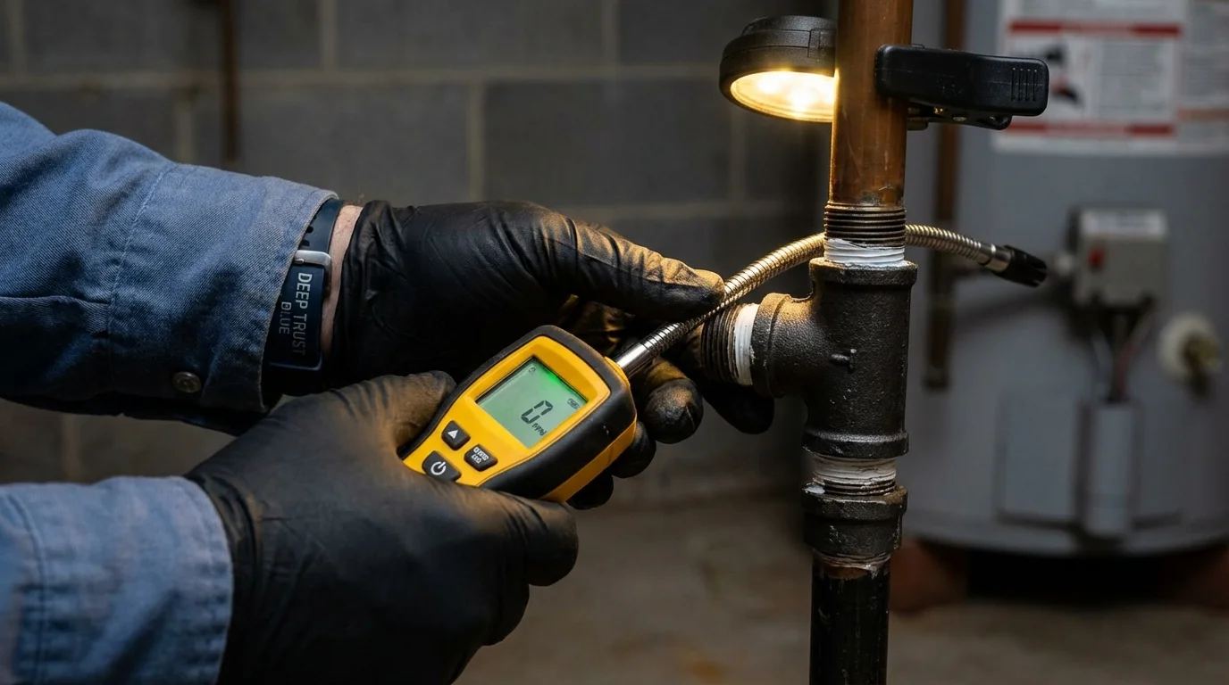 Gas leak detection with electronic sniffer by Johns Plumbing LLC in Stillwater