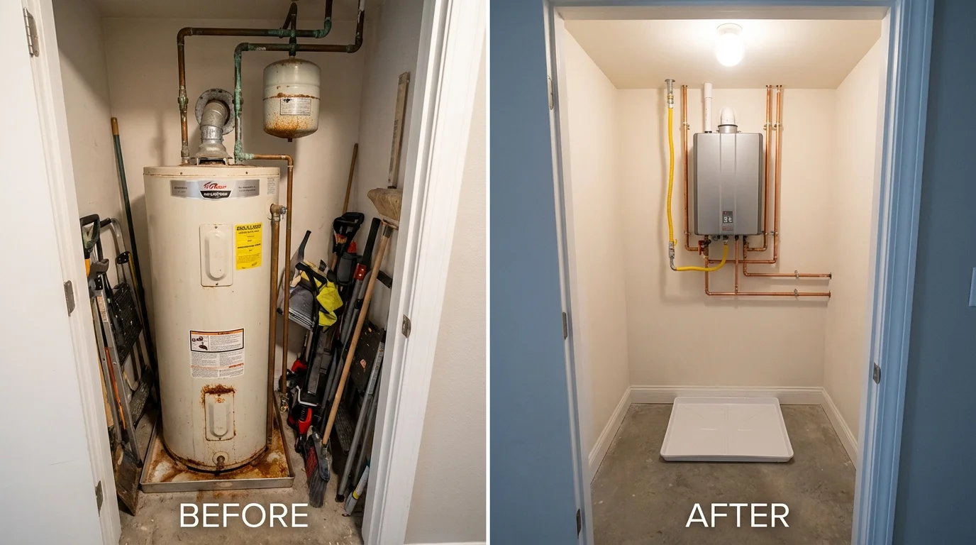 Tank water heater versus wall-mounted tankless unit comparison for Stillwater, OK homeowners